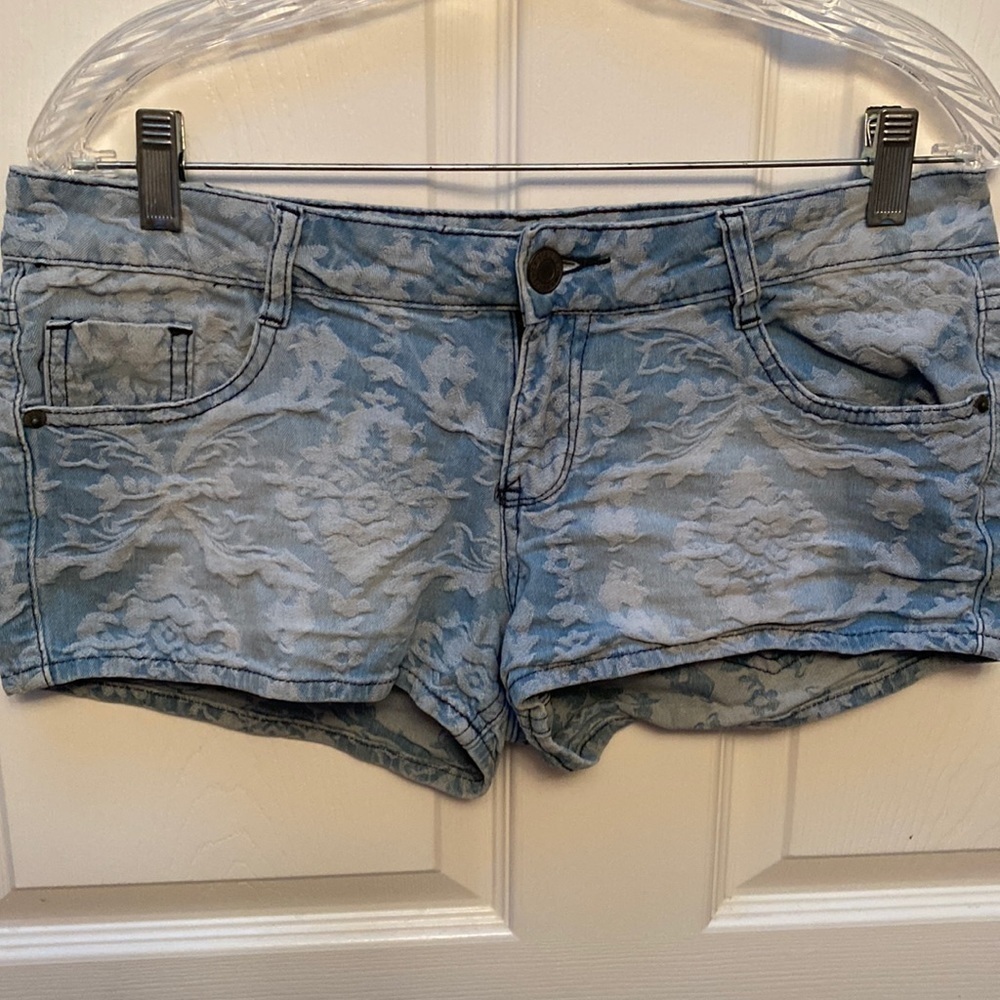 Juniors Mossimo Supply Co. blue stretch casual super short denim shorts 11